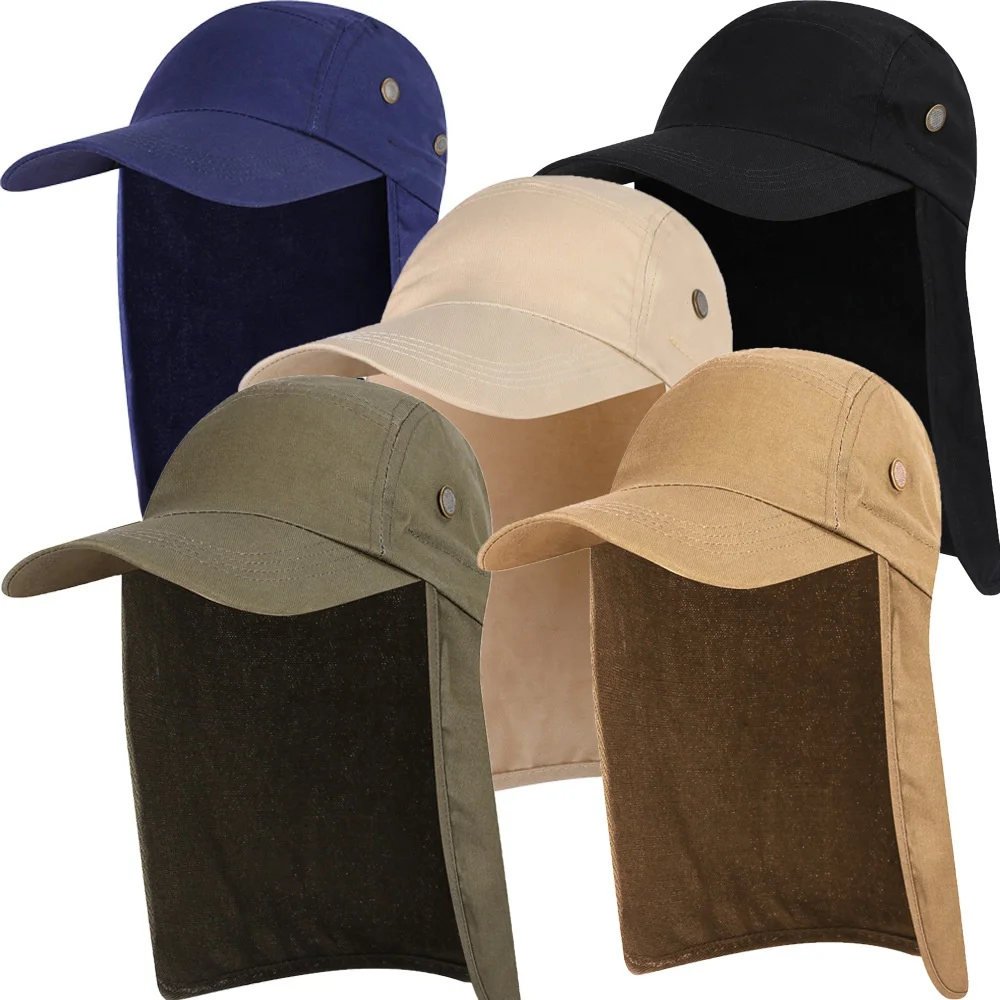 Unisex Fishing Hat Sun Visor Cap Hat Outdoor Upf 50 Sun Protection With Removable Ear Neck Flap Cover For Hiking Camping Fishing