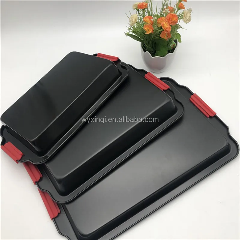 Nonstick Cookie Sheet Pan Carbon Steel Marble coating with silicone handle  Baking Pan