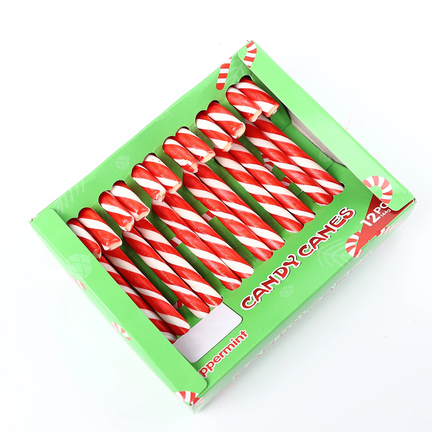 Candy cane 12g peppermint Individual Pack Handmade Hard Candy with 100pcs Tub packing