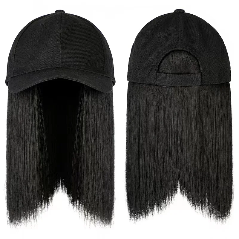 Wholesale straight bob baseball hat wig with hair extension synthetic hat wigs for women girl
