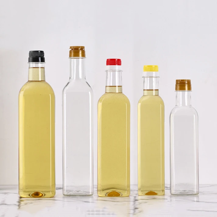 BPA free 250ml  320ml  500ml Olive Oil Square Plastic Bottle With screw cap vinegar bottle