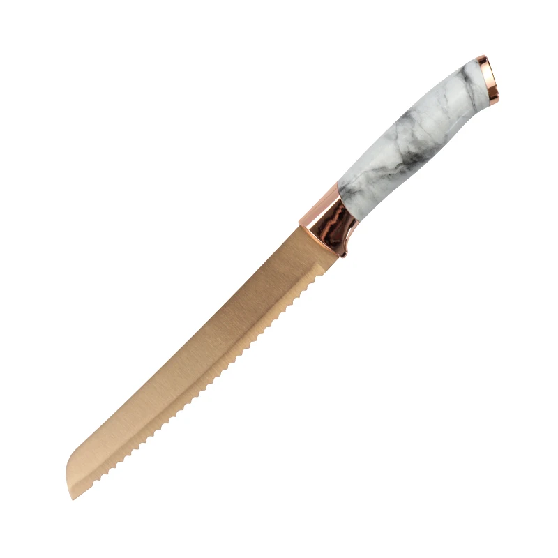 Kitchen Knives & Accessories Rose Gold Blade White Marble Handle Cutter Knife Bread Knife