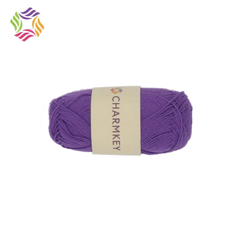 Charmkey pure color twisted soft 100% combed milk cotton yarn for hand knitting sweater wholesale cheap price