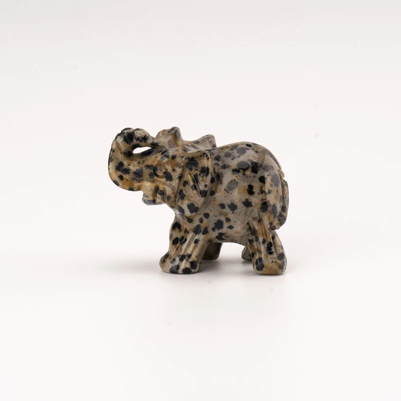 Colorful Dalmatian Stone Animal Carving Factory Direct Sale Crystal Elephant Home Decoration Jade Chakra Opal Gemstone Gift