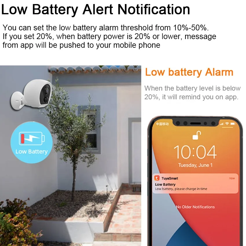 Battery Powered IP66 Waterproof Tuya 2K Ultra HD Smart Camera Surveillance IP Camera Support Alexa Google Home