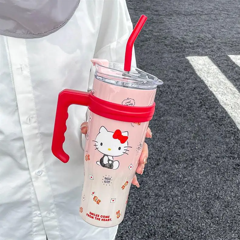 Children Kawaii Cartoon Insulated Thermos Gourde Leak Proof 500ml Vacuum 304 Stainless Steel Pink Blank Hot Water Bottle