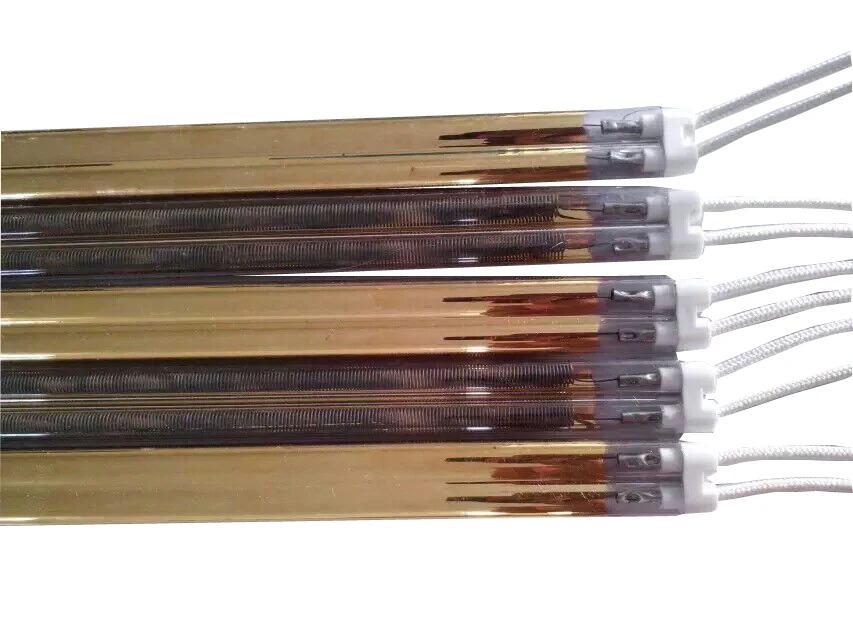 Semi Gold Buffet Plated Halogen Heating Double Tube Lamp Infrared Heating Lamp