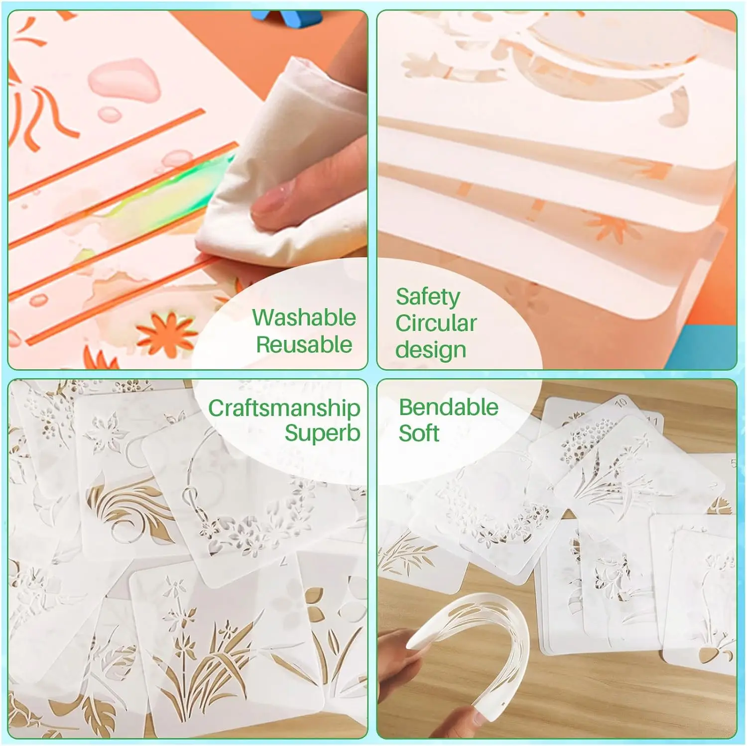 acrylic small cartoon School Kids stencil wall painting