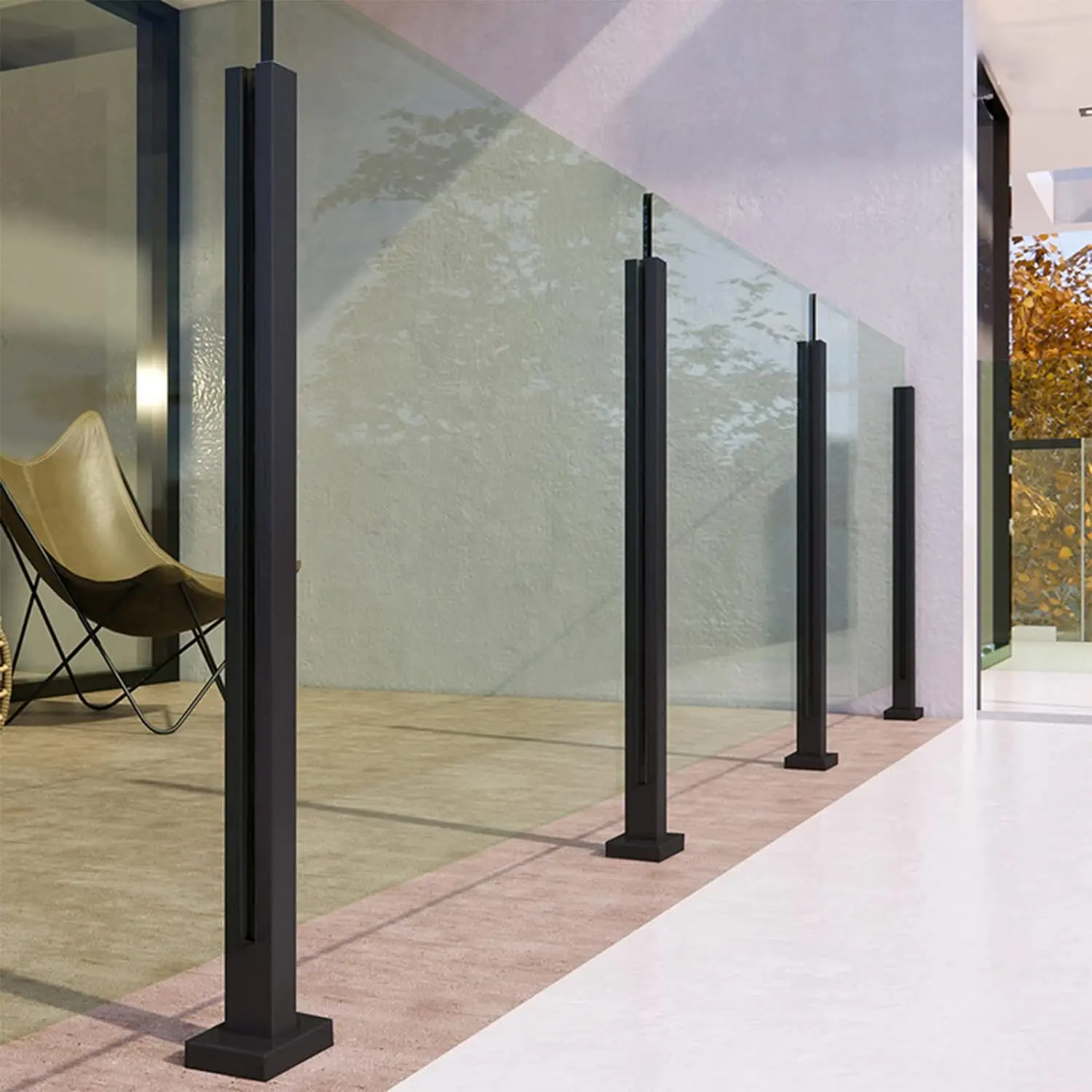 Outdoor Indoor Tempered Glass Deck Railing Post Stainless Steel Balcony Glass Railing systems