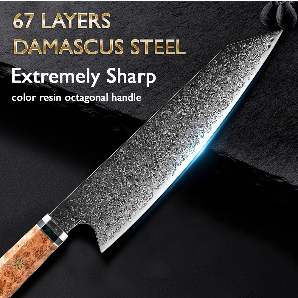Japanese VG10 Damascus Steel Kitchen Chef Knife with Beautiful Epoxy Resin Handle
