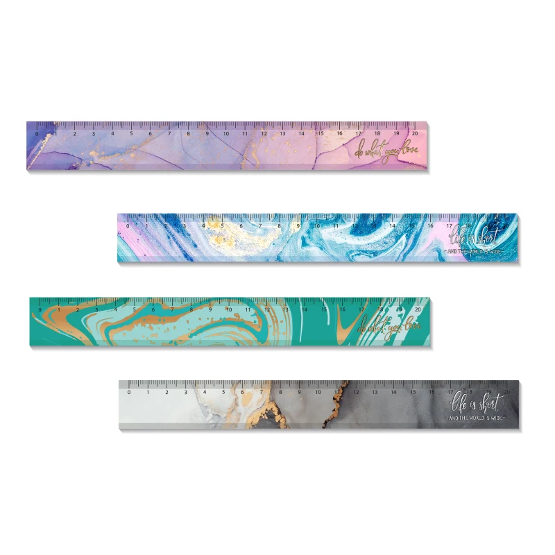 
Stationery Acrylic Plastic Ruler Marble Series 180mm RL1000 for Promotion and School Customized Design OEM ODM Available 