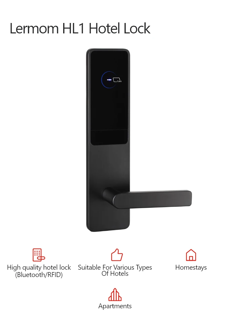 TTLock electronic security smart portable key card door lock for hotels rfid hotel door lock