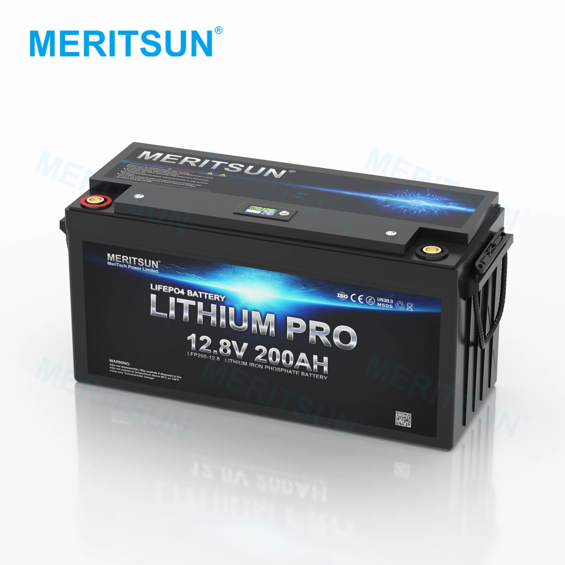 Аккумуляторная батарея MeritSun Lifepo4 солнечная энергетическая система с ЖК-дисплеем 12 В 200 А · ч 24 250 литиевая