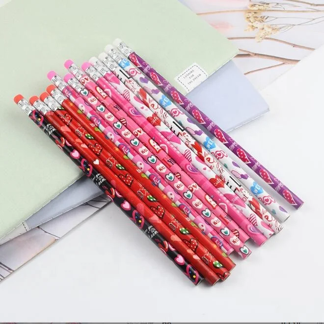 Elementary school students learn Xmas Wooden HB Pencils Christmas Valentine Halloween Easter cartoon 12 color pencil