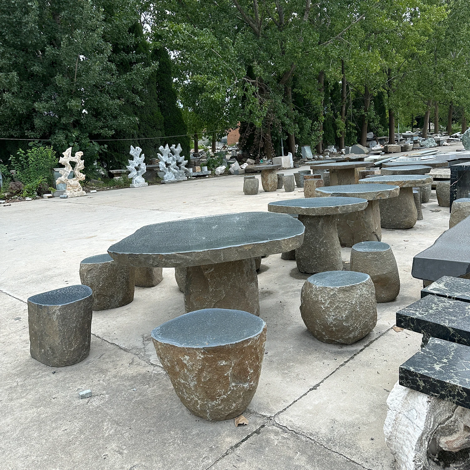 Садовый Открытый гранитный базальтовый стол и скамейки столы стулья