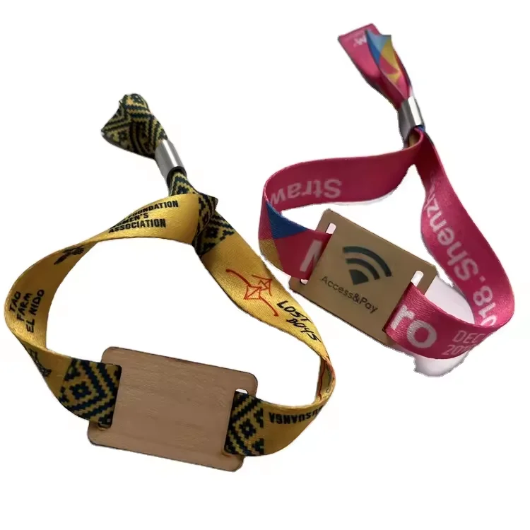 Wholesale Custom NXP Mifare 1K S50 Bracelets Fabric Woven Wristband For Festival Events