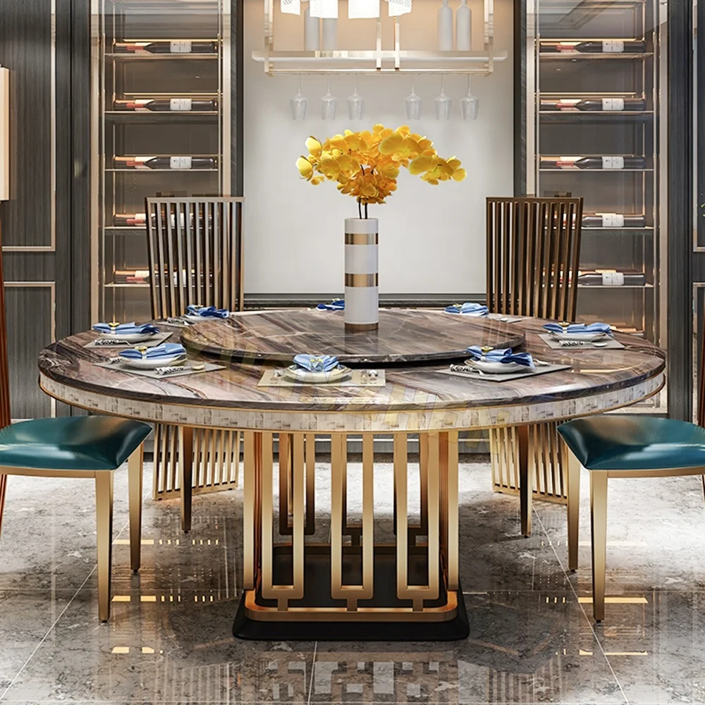 Dining room furniture new design restaurant dinning table round dining table set hotel black marble dining tables