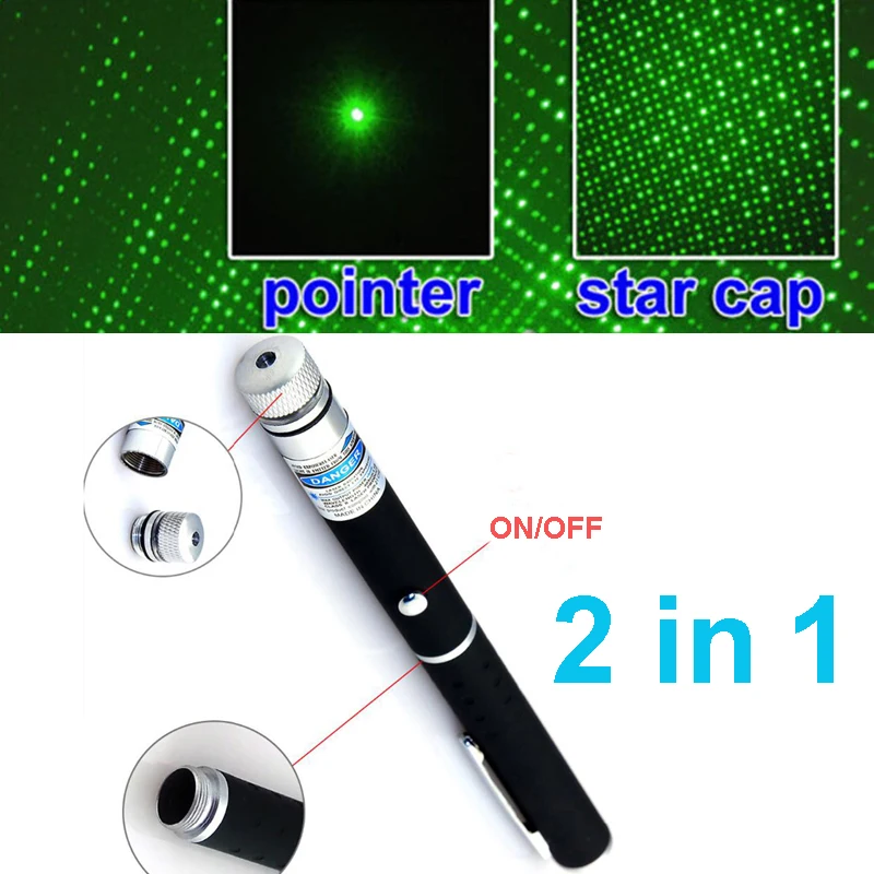 Cat Laser Light Pointer Green Laser Pointer 532nm Green Laser Pointer Star Pattern 2 in 1 AAA battery Cats Playing