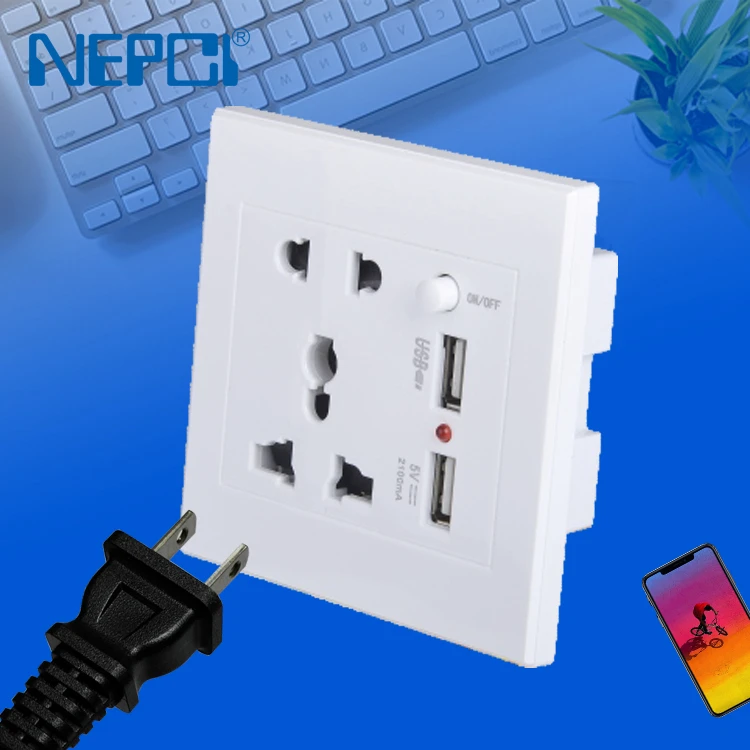 Usb настенная розетка с переключателем AC 240V 10A Тип разъема для зарядки: USB 5V 2.1A 86*86 белого и золотистого