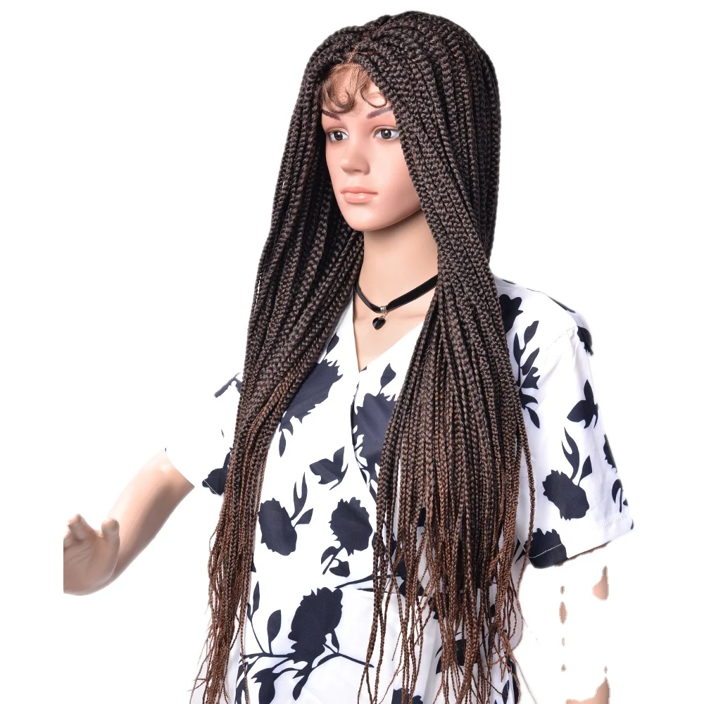 Wholesale Handmade Braiding Wig Brazilian kinky Twist Afro Braided Synthetic Lace Front Wigs With Baby Hair For Black Women