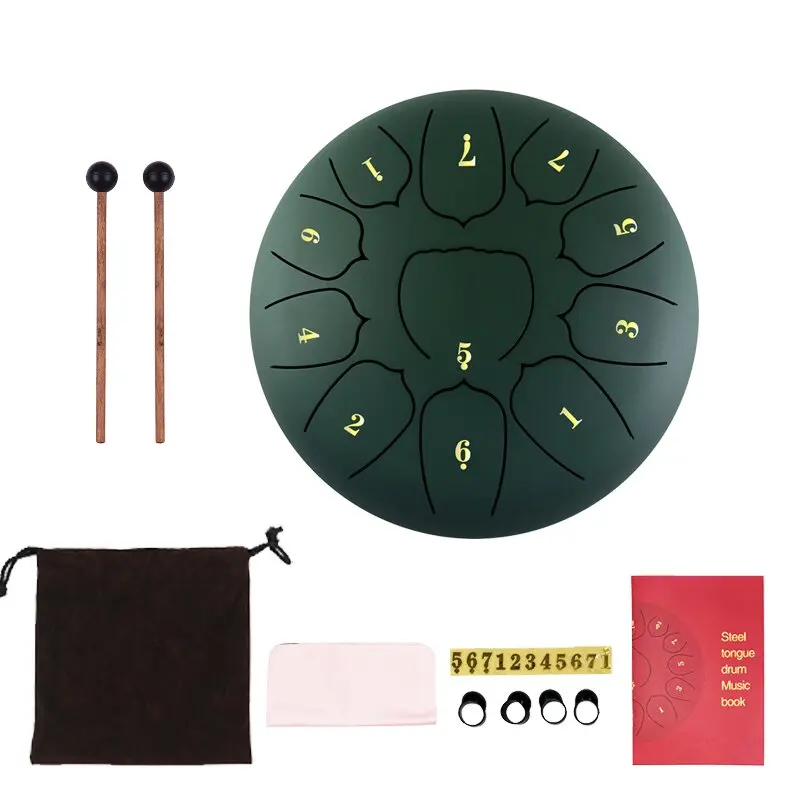 Steel Tongue Drum Percussion Instrument Hand pan Drum with Bag manual and Mallets for Meditation Entertainment