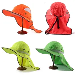 Men Packable Adjustable High Visibility Sun Hat with Neck Flap Wide Brim Boonie Hat Bucket Cap