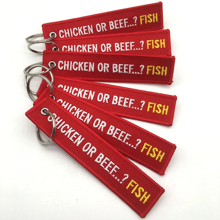 Manufacturer Promotion Fashion Woven Key Tag Souvenir Embroidered keychain Custom Jettags