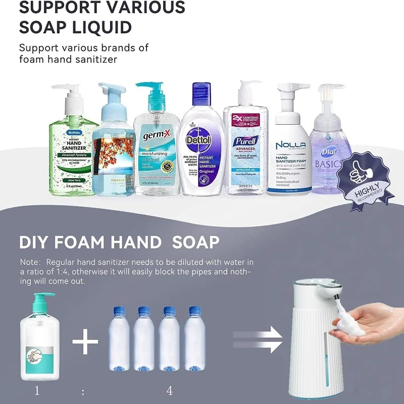 New Design Rechargeable Bathroom Automatic Touchless Sensor Foaming  Liquid Soap Dispenser Wall-Mounted Soap Dispenser