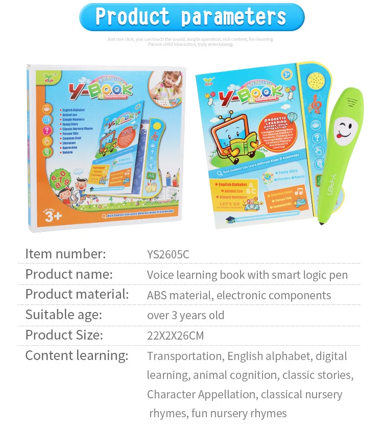 Arabic Learning Kids Education Sound Book Gift Toy Muslim Children Preschool E-book with Pen