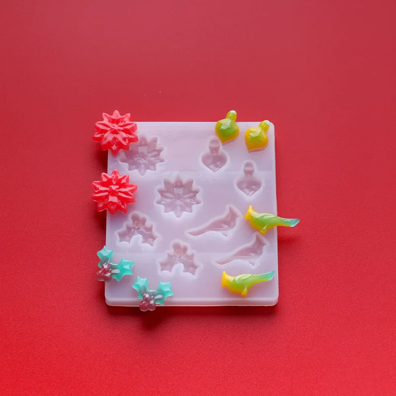 S1013 new christmas decoration tree snowflake resin silicone mold for holiday earrings pendants