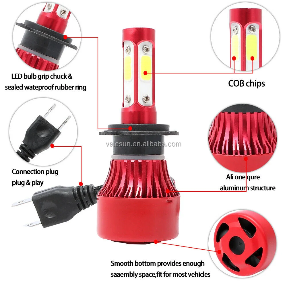 valesun new arrival Car H4 Led Lights 4 Sides Led Headlight X7 6000k 18000lm Led Headlight Bulb 9005 9006 9007 H4 H7 H11 lamp