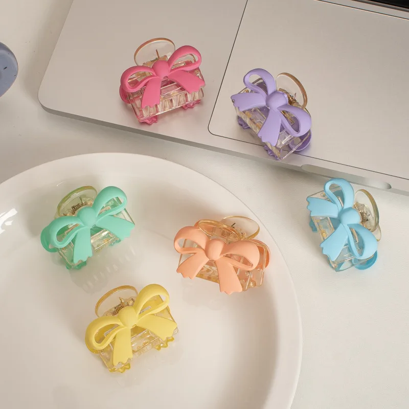Custom Cream Double-Sided Bow Grab Clip Cute Girl Heart Transparent Trumpet Hairpin Cartoon Hair Accessories