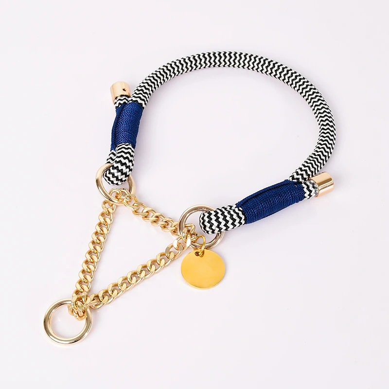 Loudik Wholesale Personalized Factory Handmade Premium P Chock Snake Pet Chains Accessories Braided Nylon Rope Dog Slip Collar