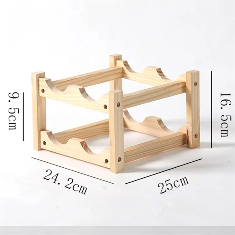 Hot Sales 12 Bottles 8 Slots Holder Storage Decorative Large Solid Wood Display Stand Stackable Countertop Wine Shelf Rack