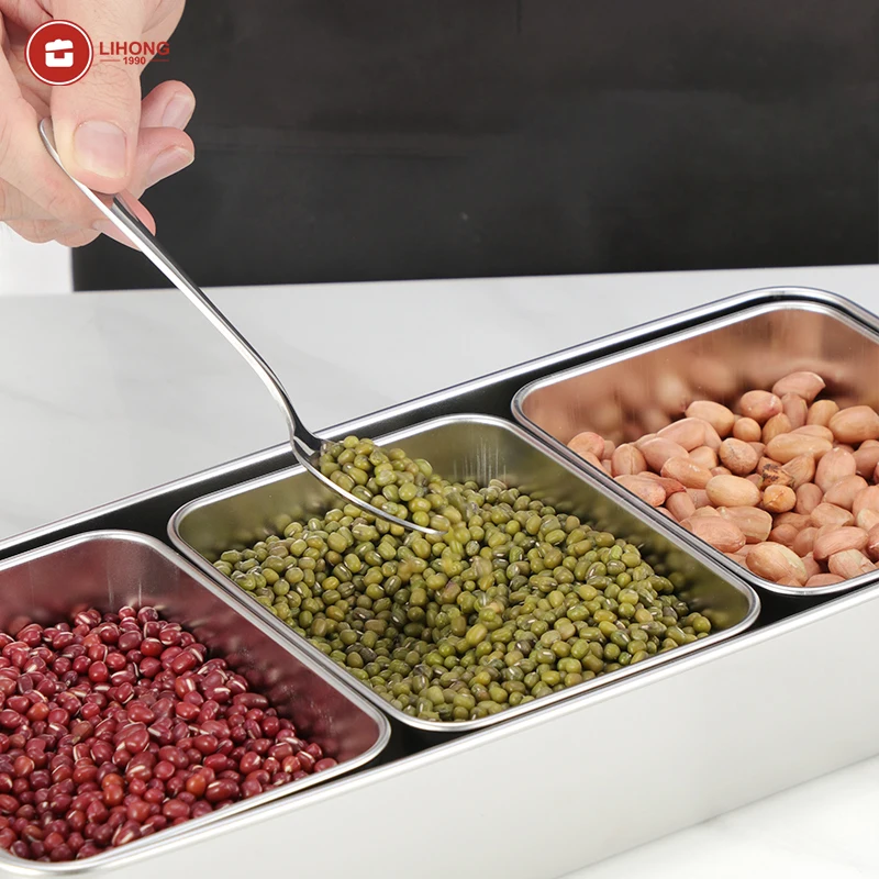 Kitchen 201/304 Stainless Steel Organizer Storage Seasoning Boxes Set Japanese-style Food Display Box with Lid