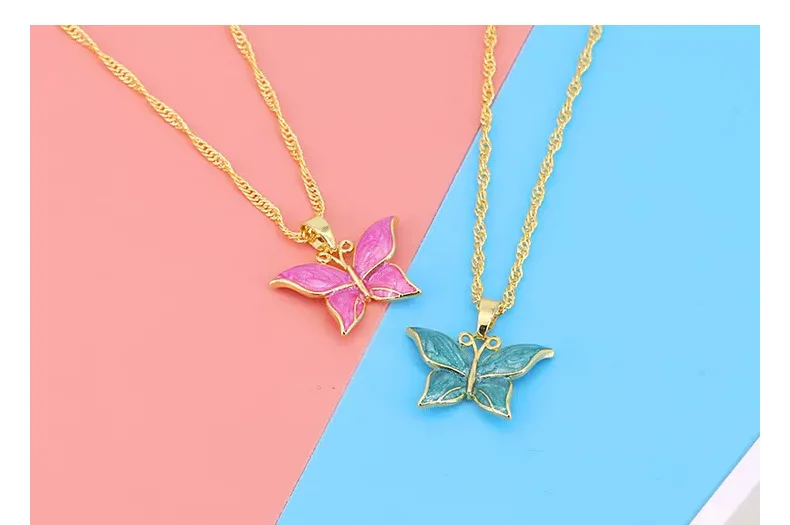 Linked 2022 Gold Dainty Initial Necklace 18K Gold Plated Butterfly Pendant Name Necklaces Delicate Everyday Necklace for Women