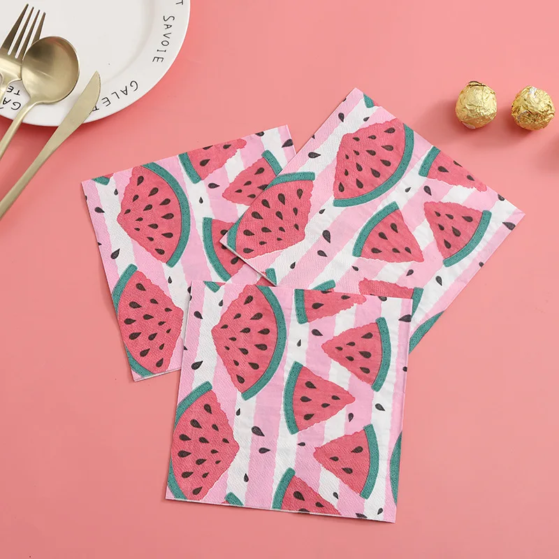 High Quality Summer Style Watermelon Pattern Decorative Flower Paper Napkins