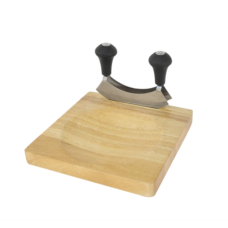 
Kitchen Board Mezzaluna Chopper and Cutting Board set Onion Board with Double Blade Knife 