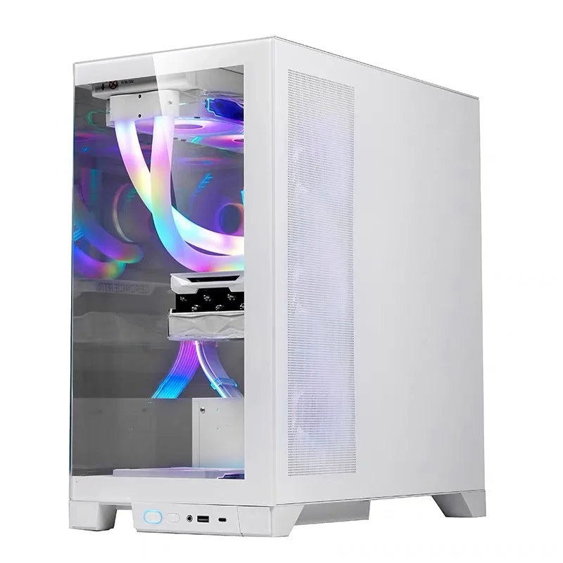 PC Computer ATX Mini ITX Cases Gaming Computer Cases & Towers MESH with screen version White RGB Middle Tower Case PC Gaming CAS