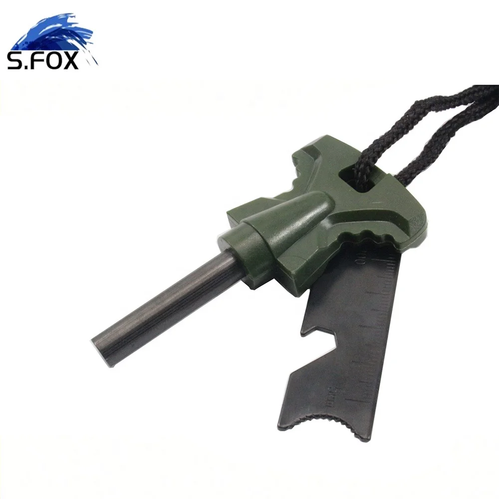 Emergency camping survival tools fire starter flint butterfly-shaped handle ferro rod striker fire resistant steel