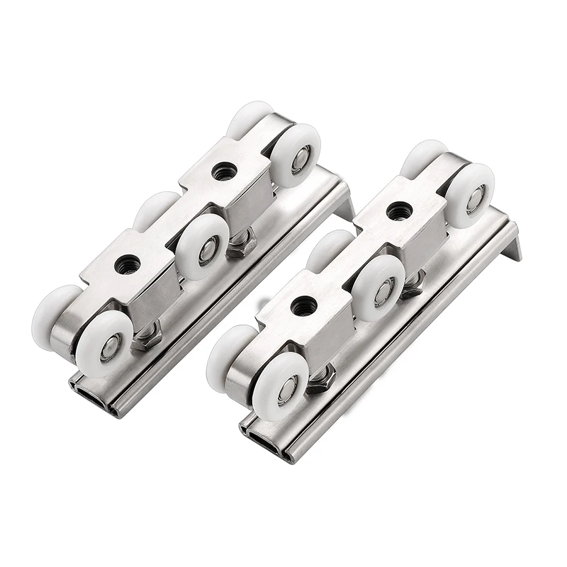 Stainless steel heavy bearing aluminum alloy sliding door track hardware kit, suspension guide rail roller