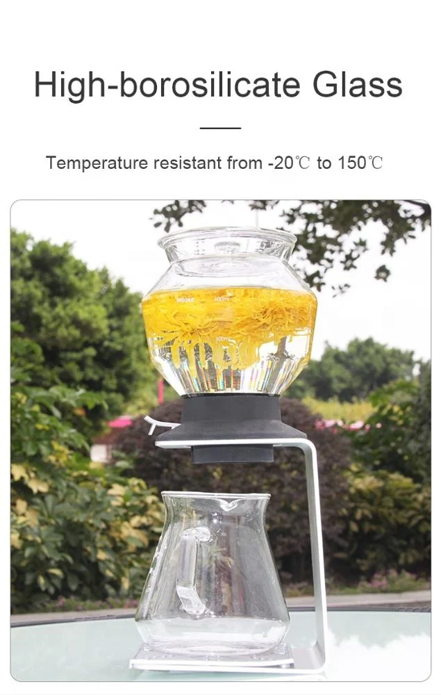  Japanese Style Silver Glassware Tea Dripper Set With Stander and Pot