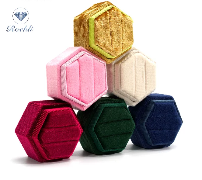 Luxury Velvet Ring Box Designer Jewelry Packaging Plastic Storage Case for Rings