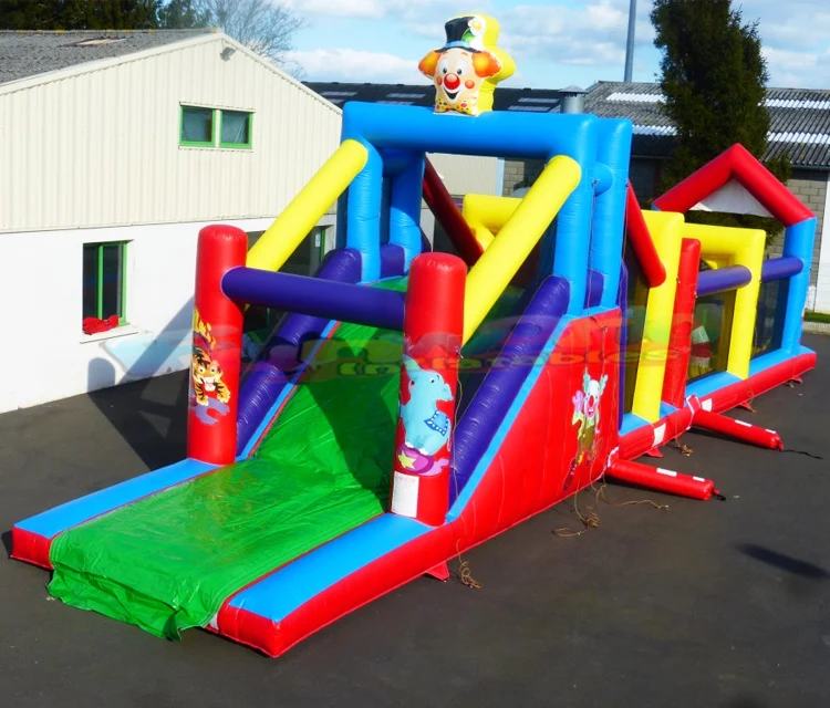 Outdoor kids playground parcours dobstacles gonflable pour les enfants inflatable western obstacle course