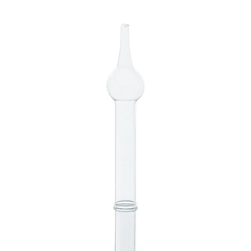 Lab single one 1 bulb glass curved oblique gas Drying Tube pipe with grind ground male joint port