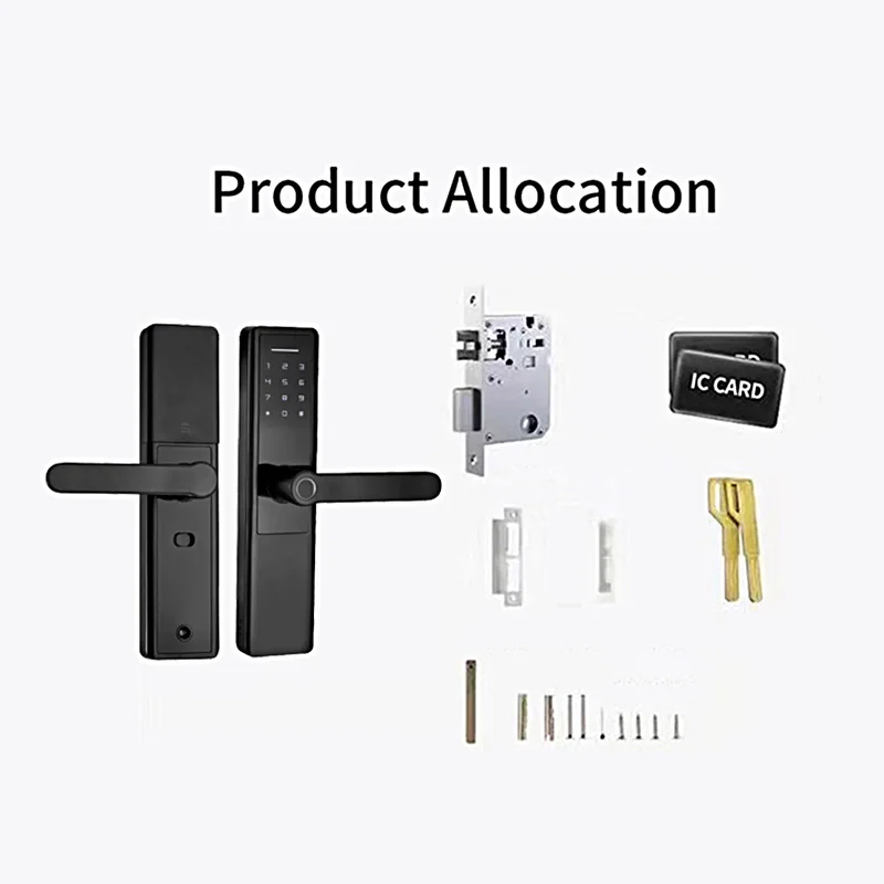 Smart Fingerprint Door Lock Security Home IC Card Password TT App Unlock for Office