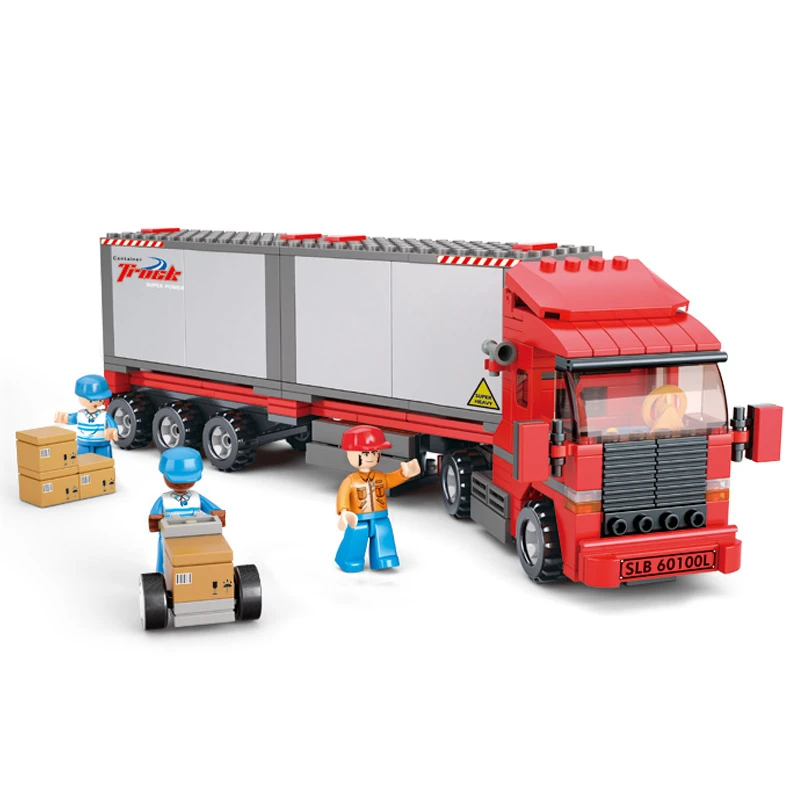Sluban Building Blocks M38-B0338 Double Van Freight Train 345PCS City Transportation  Construction Kit for Kids