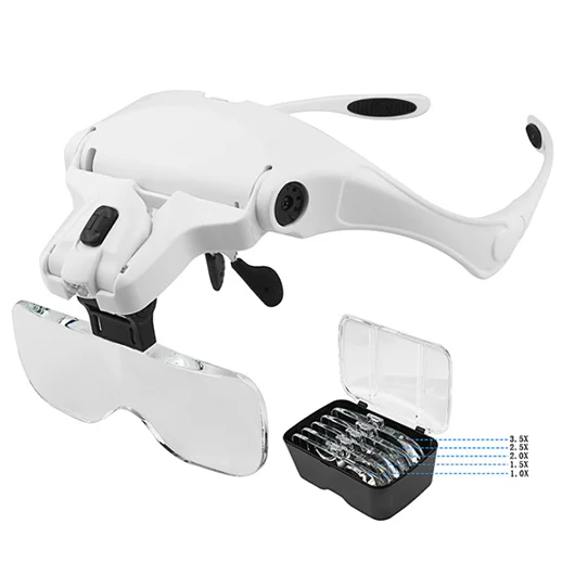USB charging LED lamp headband interchangeable glasses 5 times reading repair appreciation glasses magnifier 9892B2C