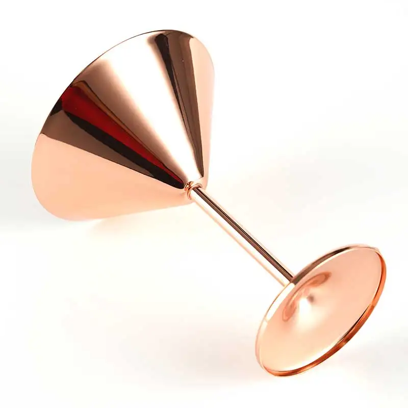 Stainless Steel 304 Bar Party Goblet Copper Plated Copper Martini Glass for Champagne & Wine Drinking Elegant Wine Cup
