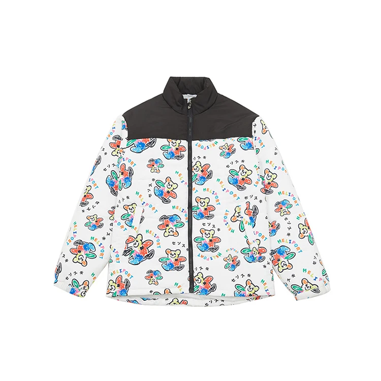 Wholesale Bear Print Anime Women Clothing Korean Winter Thick Custom Logo Padding Colorful Puffer Zip Coat Jacket Men
